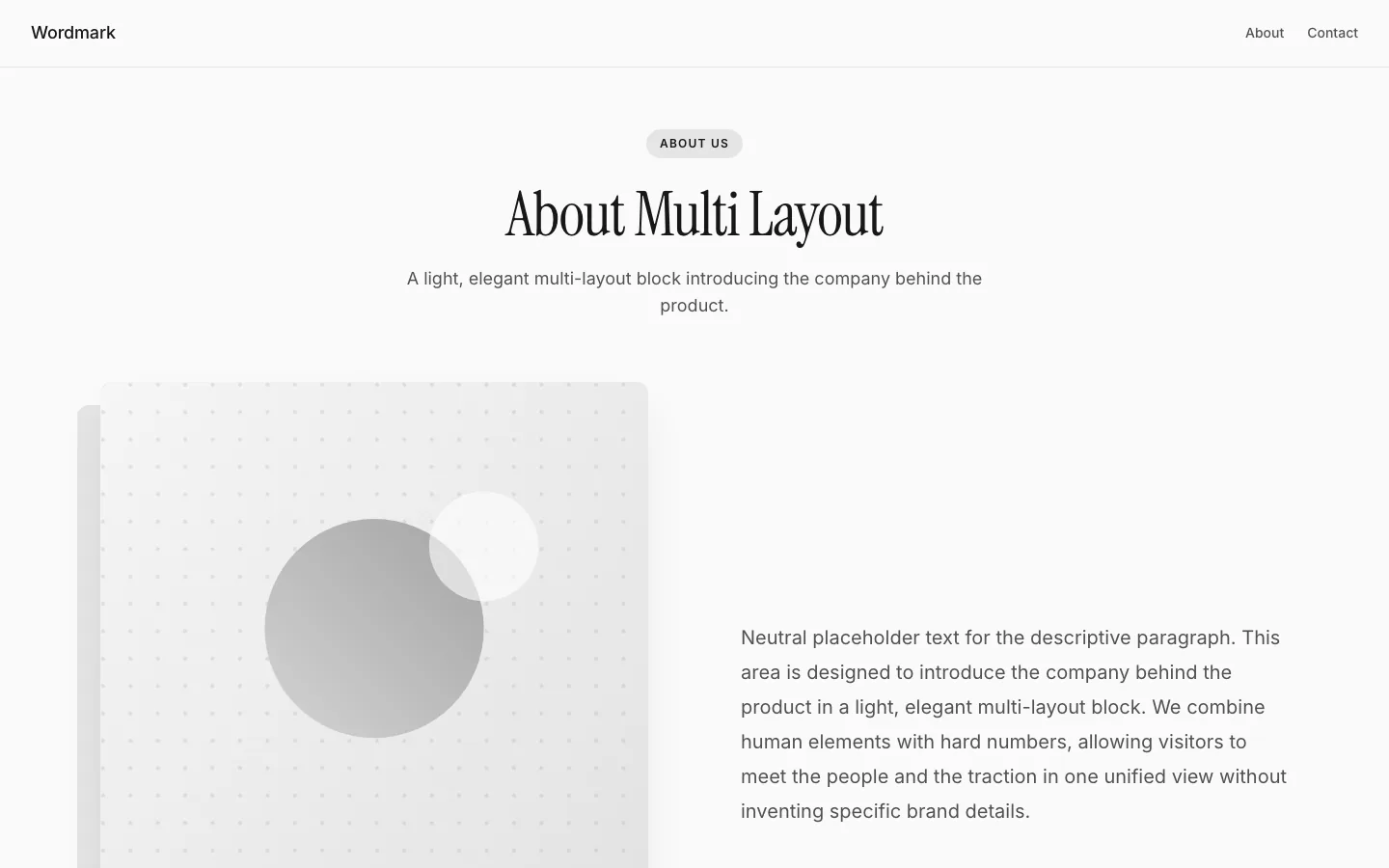 Rendered preview of About Multi Layout