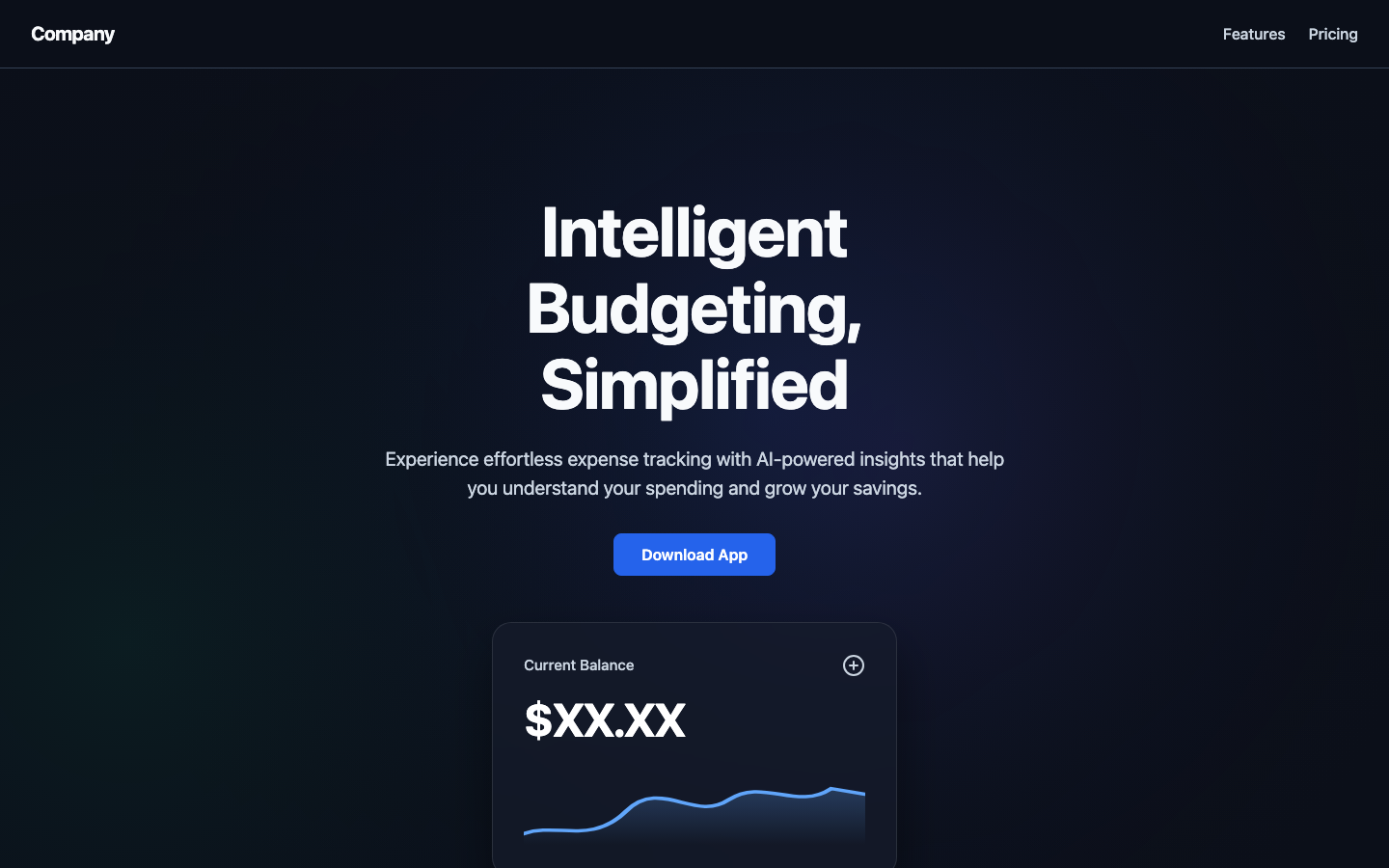 Screenshot of AI Budget Tracking Landing Page - Velara AI
