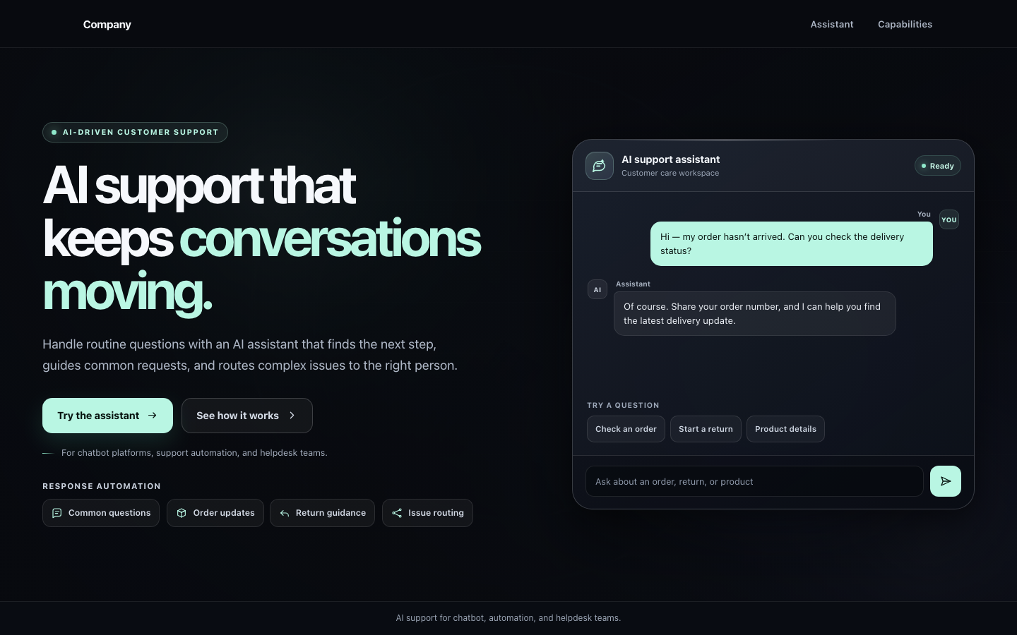 Screenshot of AI Customer Support Hero Kelo