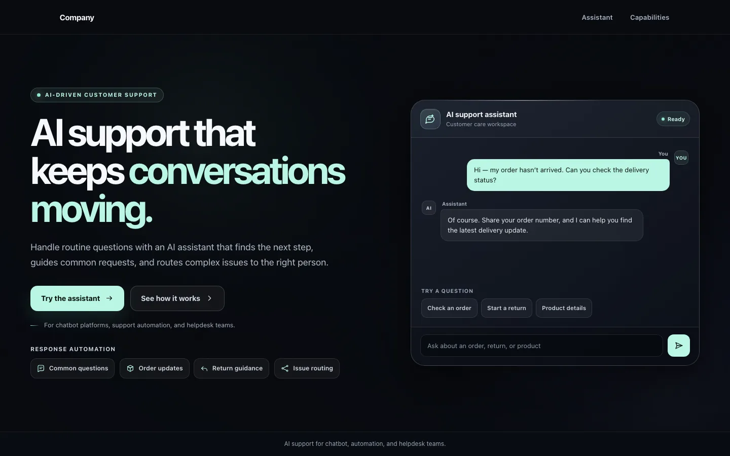 Rendered preview of AI Customer Support Hero Kelo