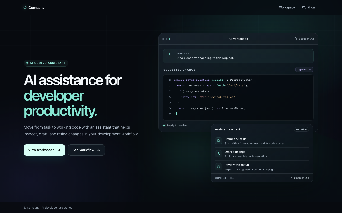 Screenshot of AI Developer Solver Hero Velara