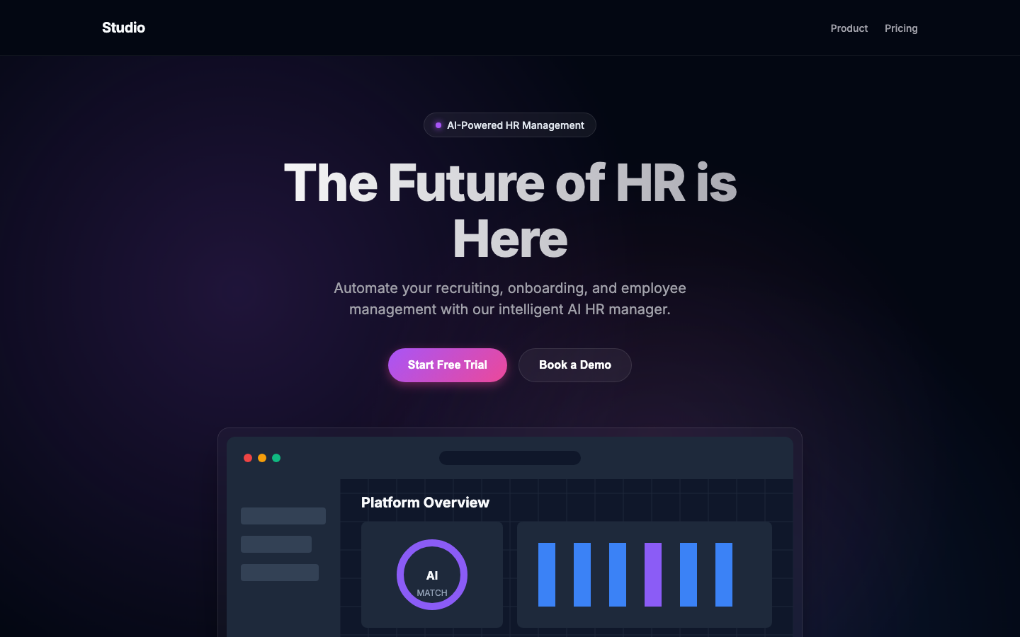 Screenshot of AI HR Manager Website Header