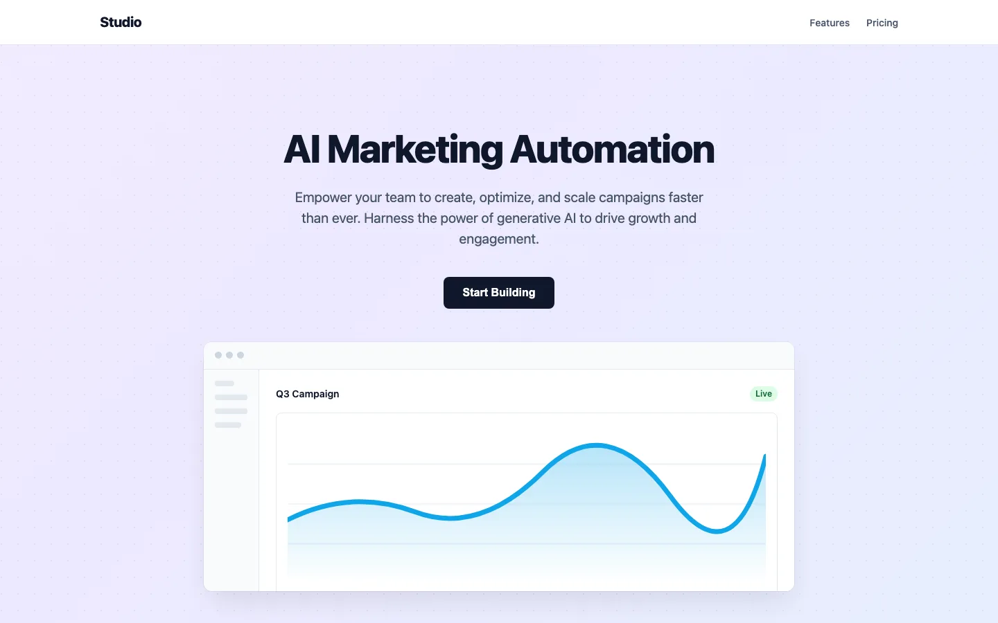 Rendered preview of AI Marketing Landing Page - Kelo