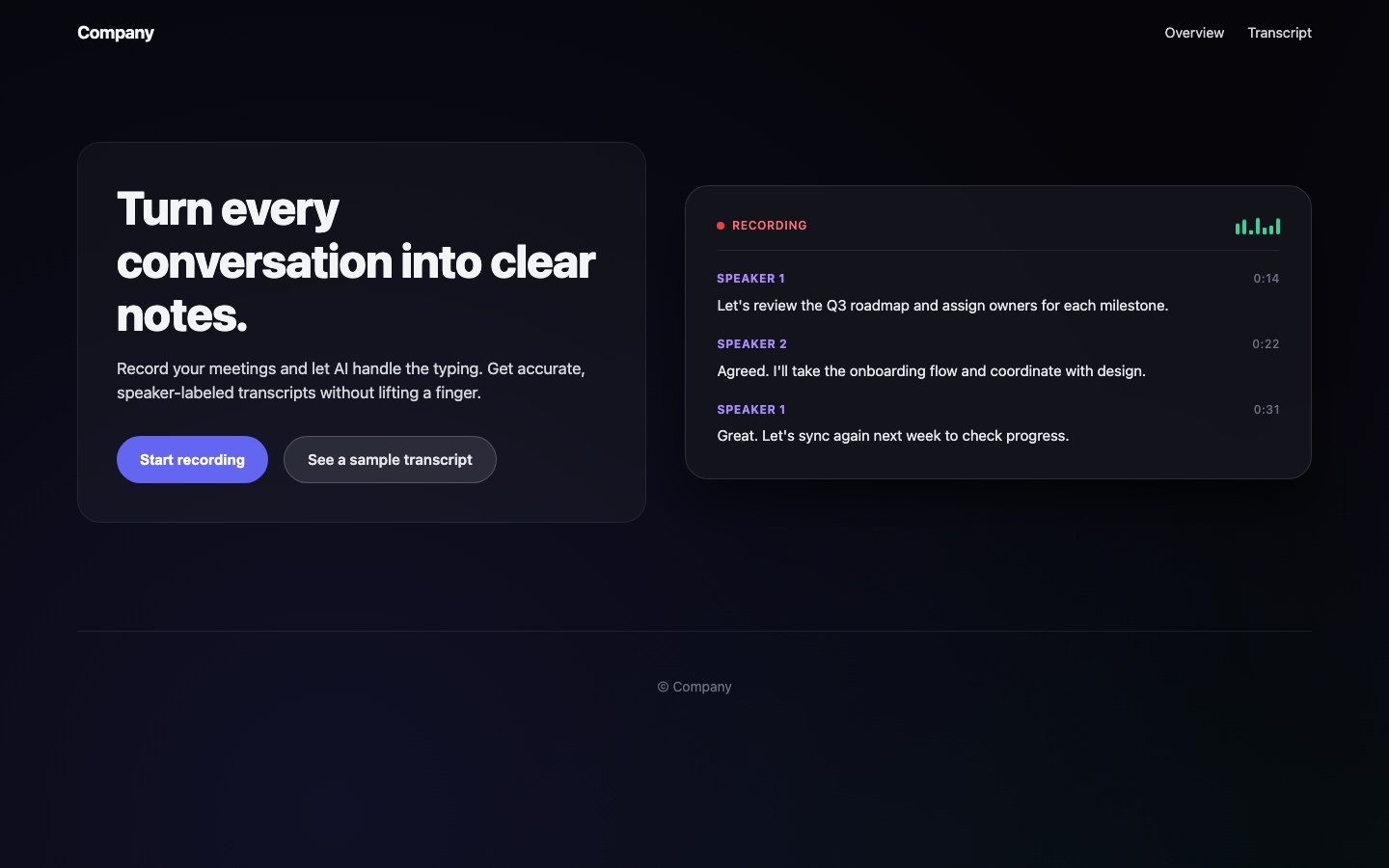 Screenshot of AI Notes Taker Hero Velara