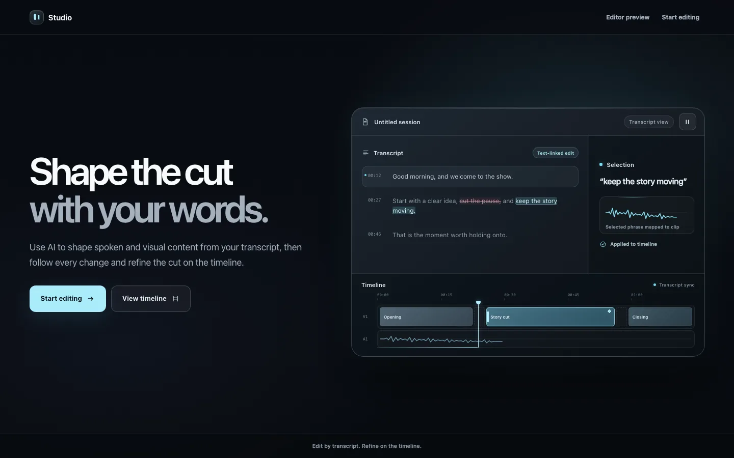 Rendered preview of AI Video Editor Hero Luma