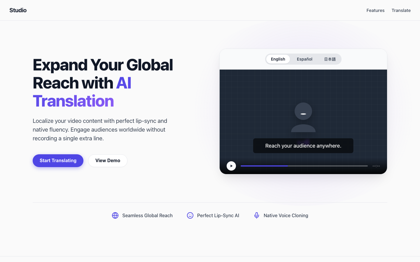 Screenshot of AI video Translator Hero Luma