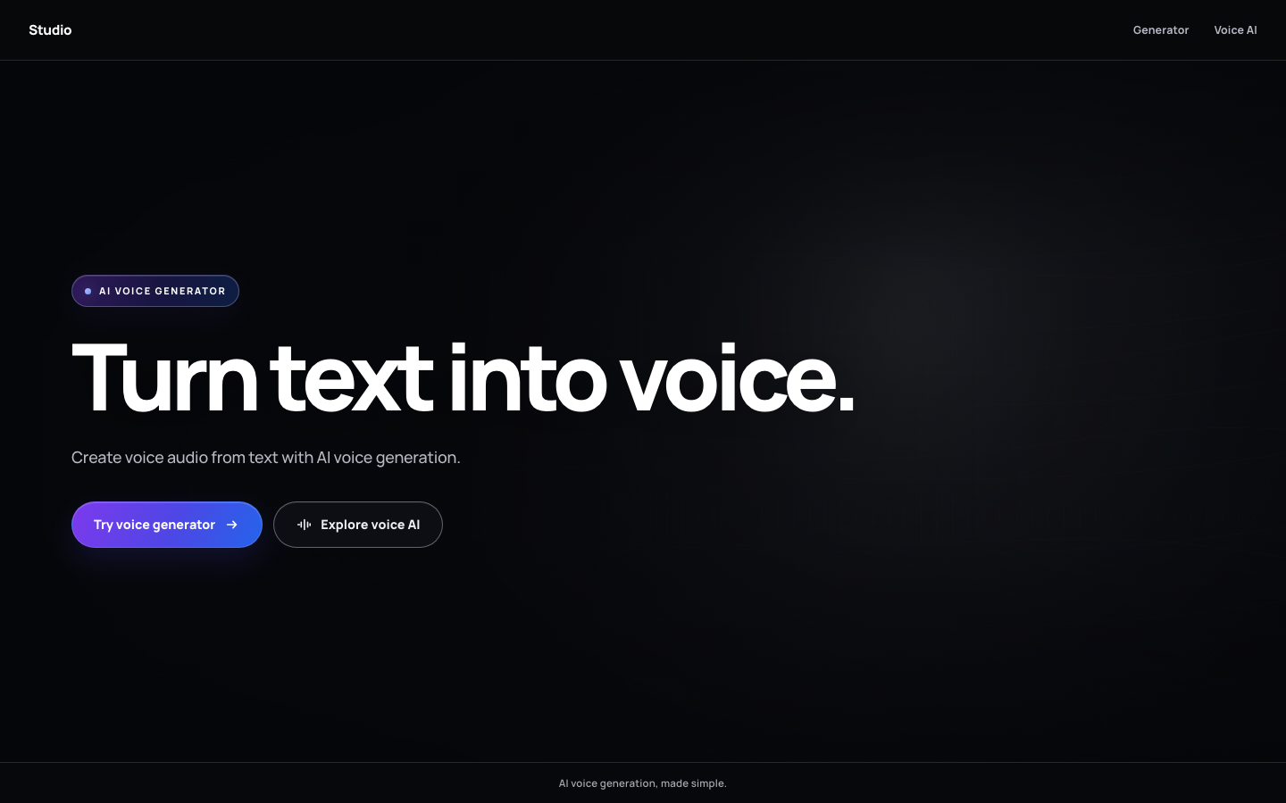 Screenshot of AI Voice Generator Header
