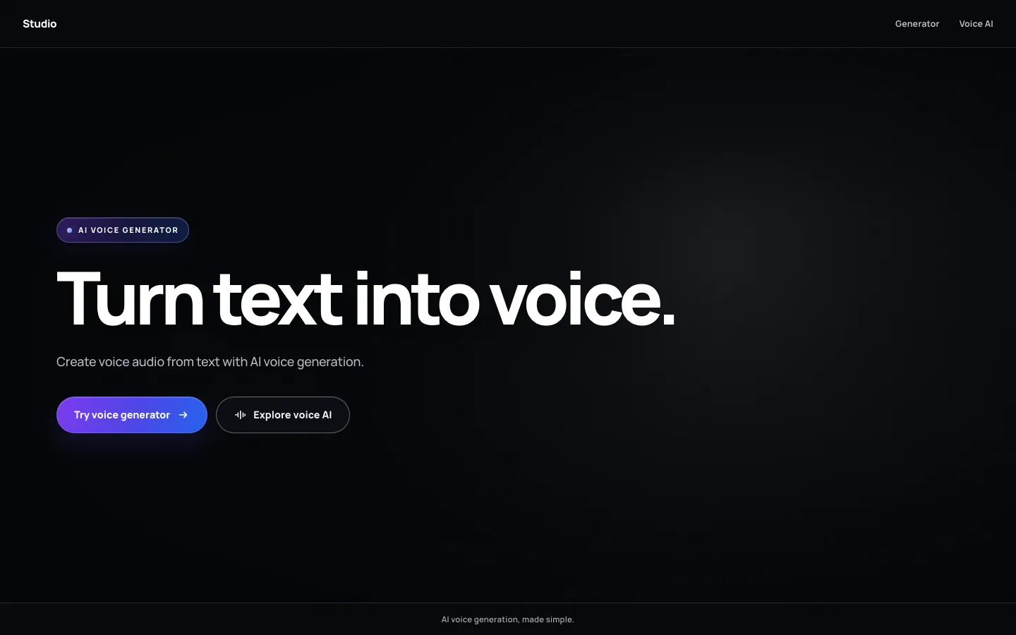 Rendered preview of AI Voice Generator Header