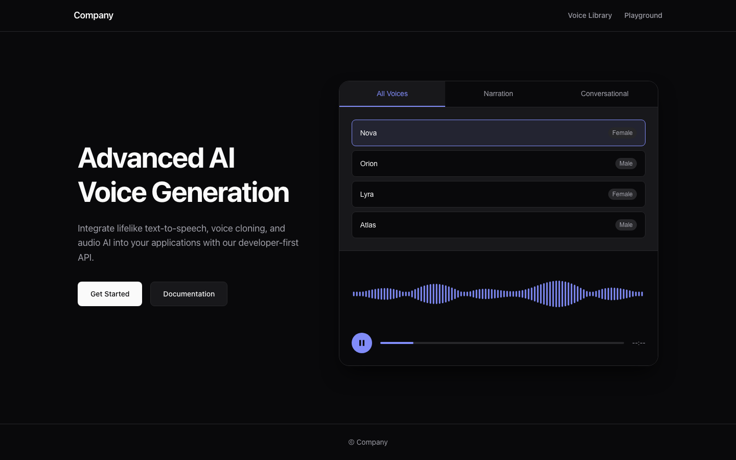 Screenshot of AI Voice Platform Hero Luma