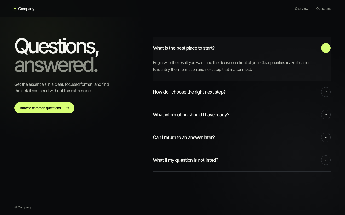 Screenshot of FAQ 01 Luma