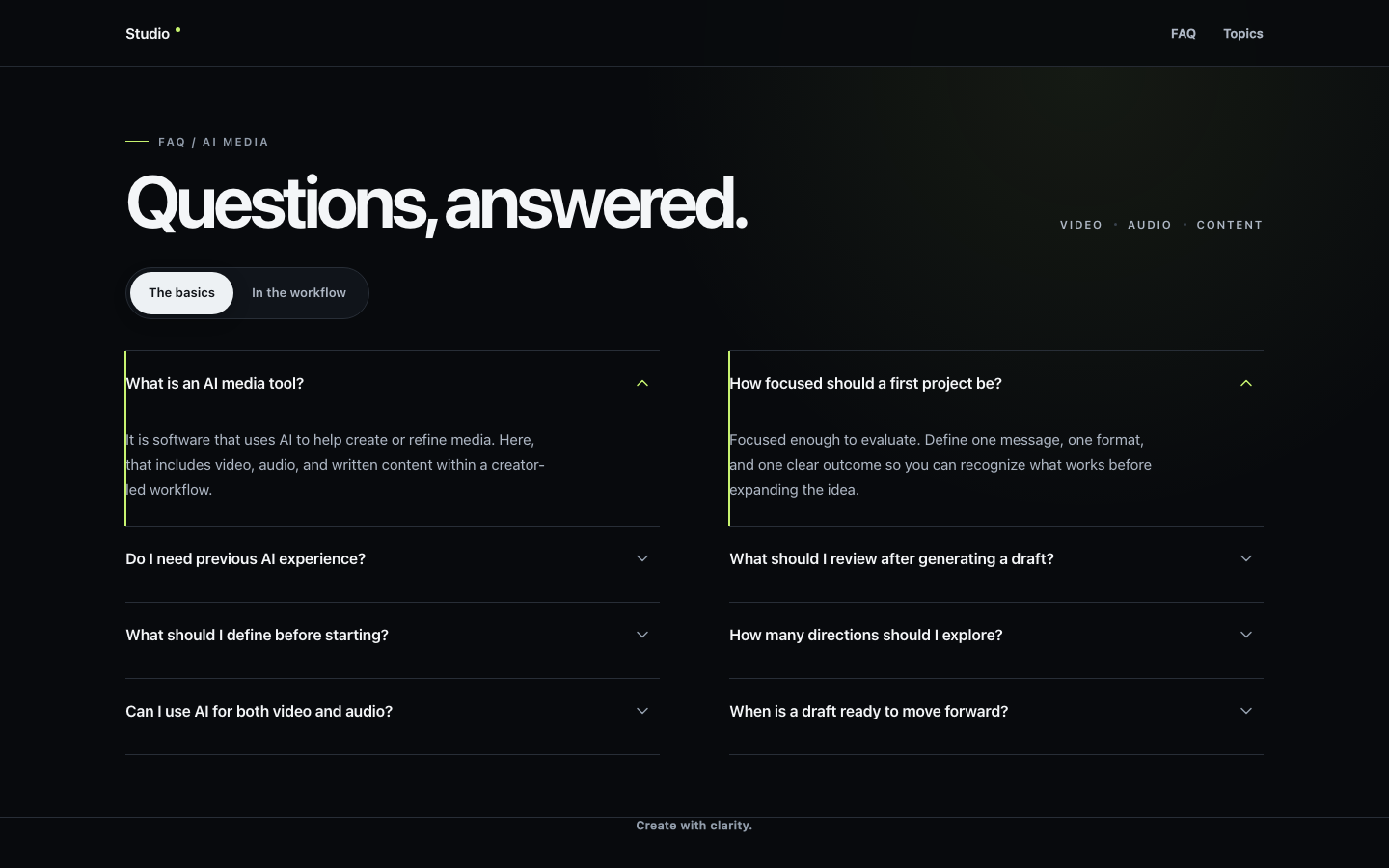 Screenshot of FAQ 03 Luma
