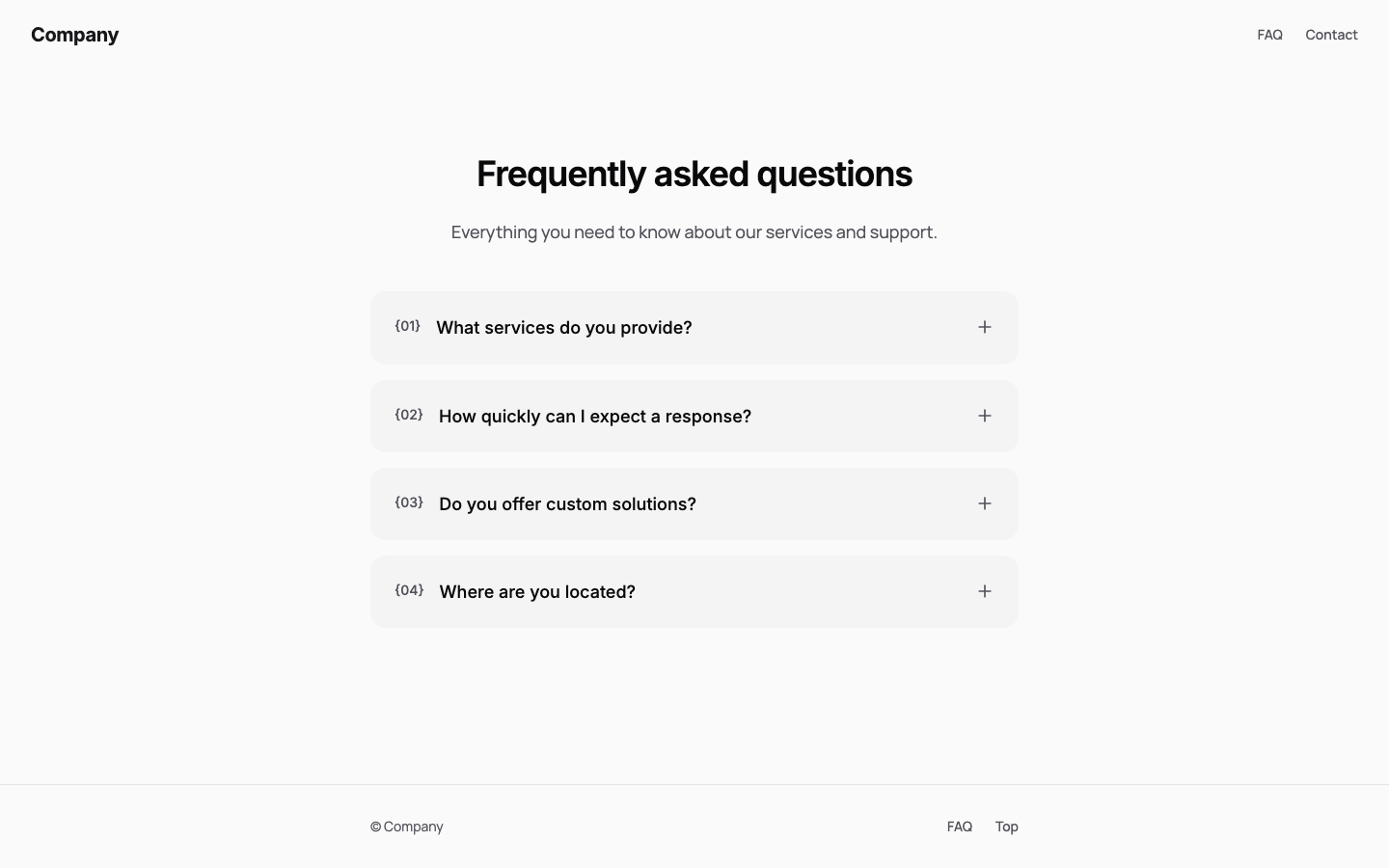 Screenshot of FAQ Middle Simple