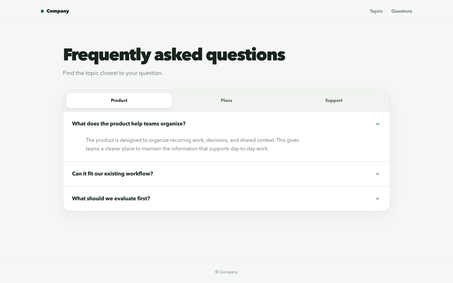 Screenshot of FAQ Vendo