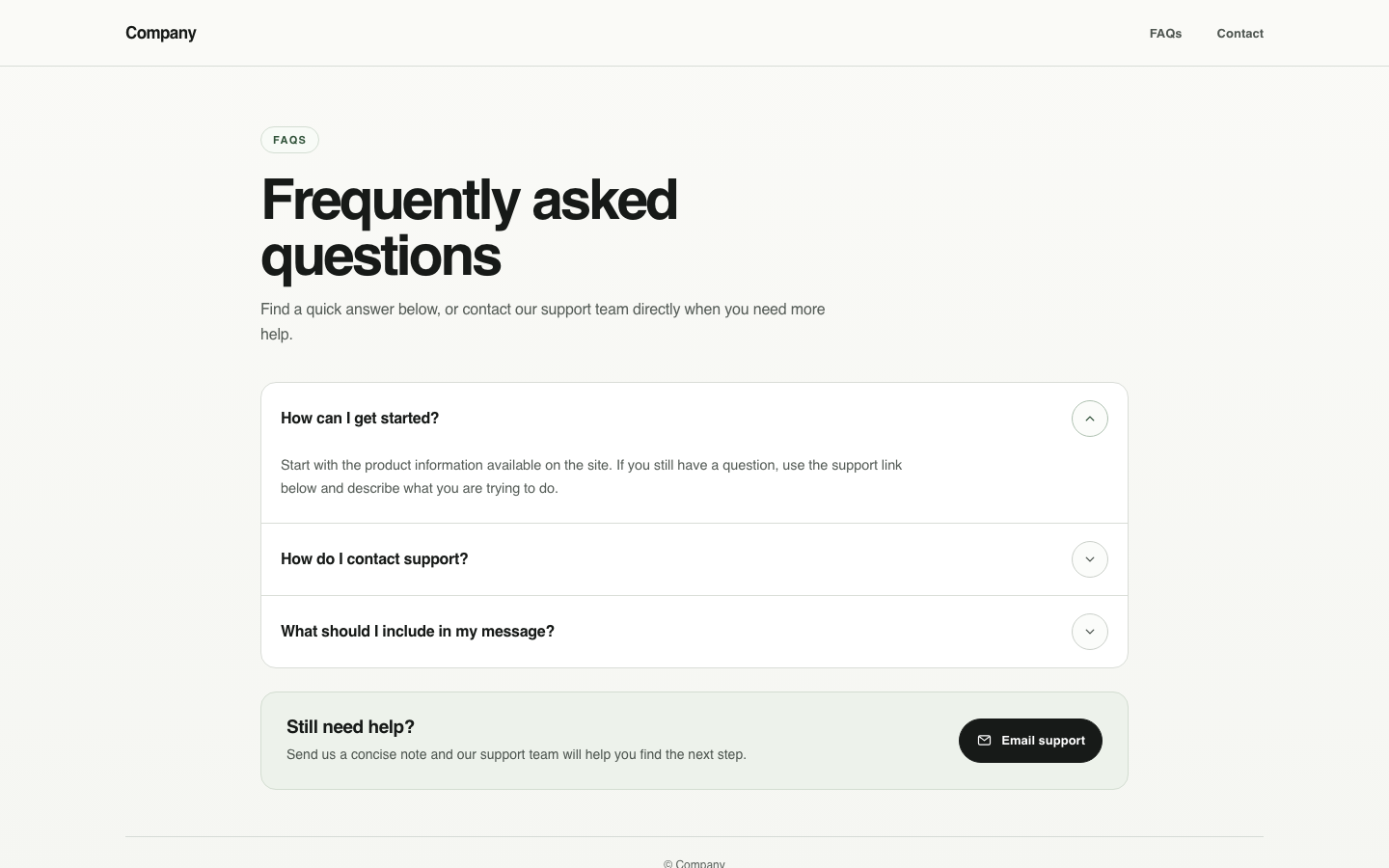 Screenshot of FAQs 01 Pixa