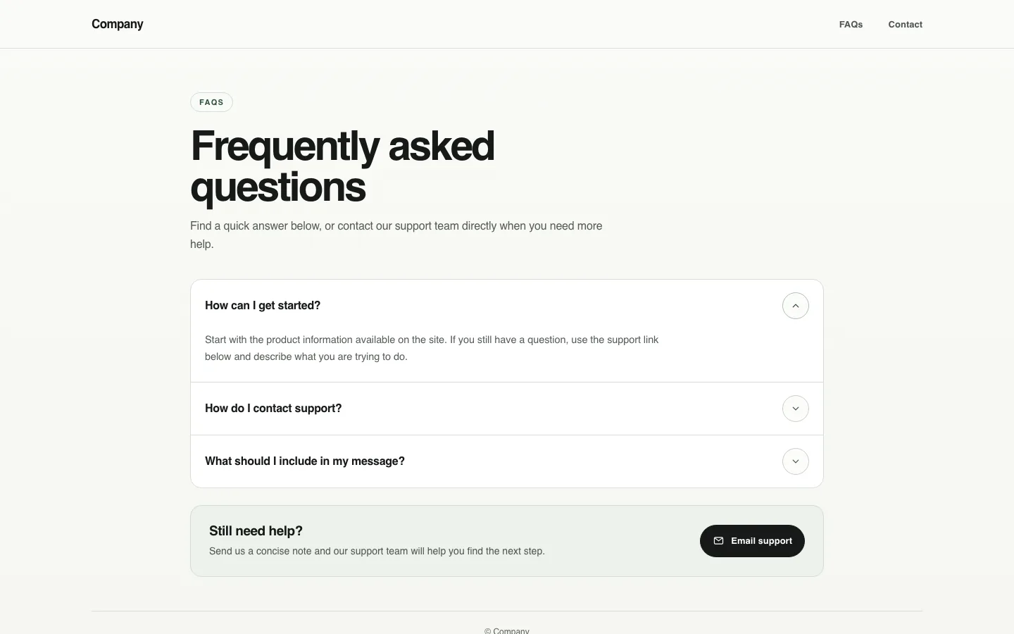Rendered preview of FAQs 01 Pixa