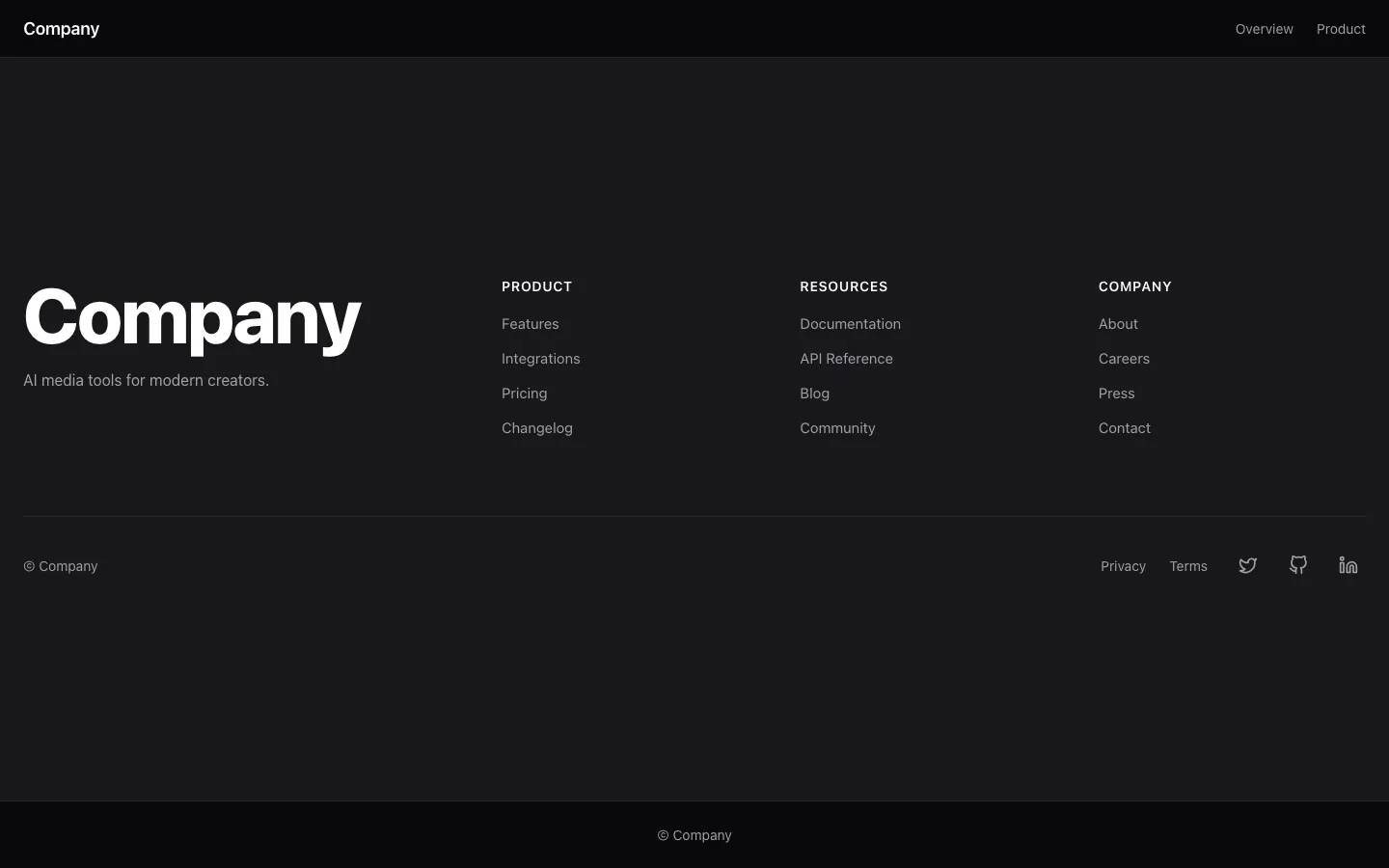 Rendered preview of Footer 01 Luma