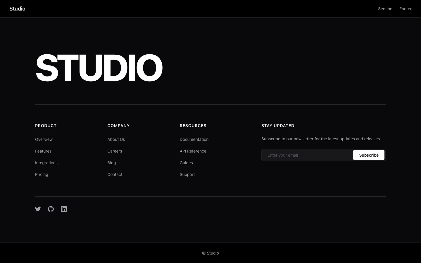 Rendered preview of Footer 03 Velara
