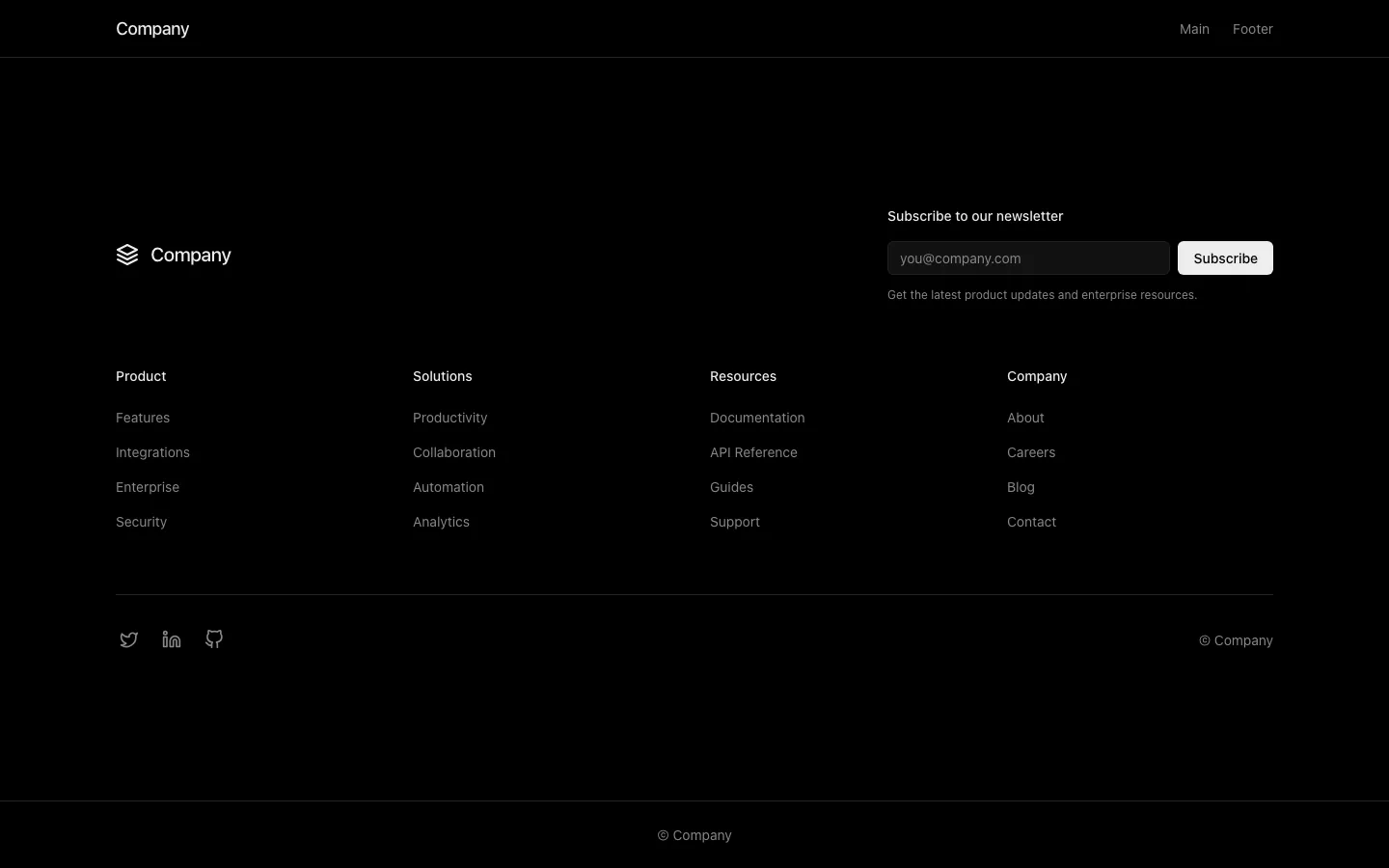 Rendered preview of Footer 04 Moxo