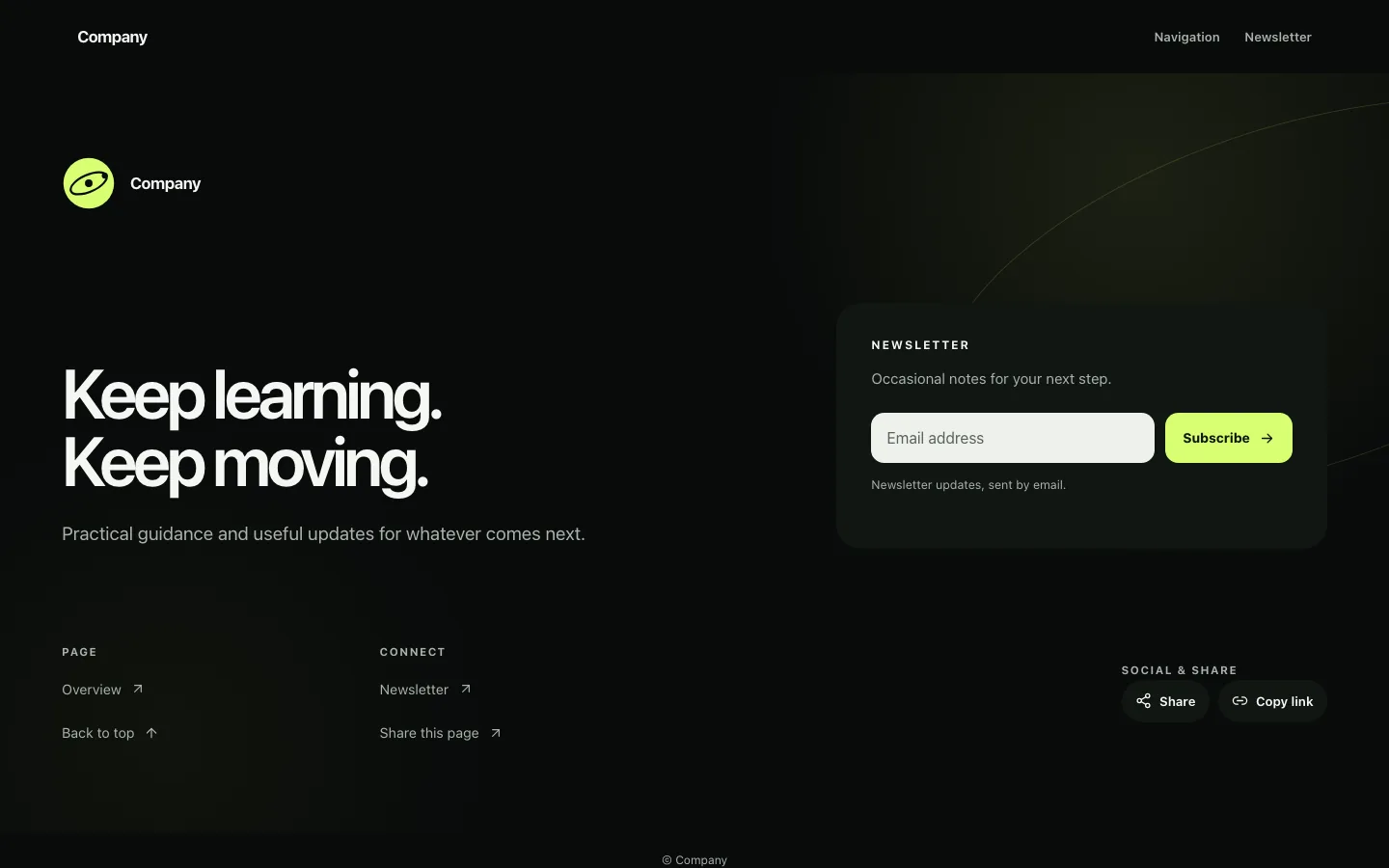 Rendered preview of Footer 04 Orbit