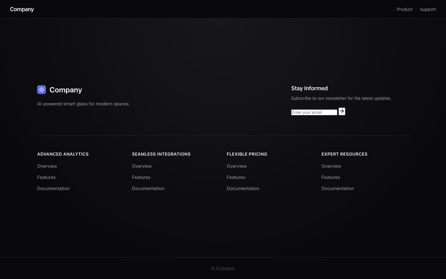 Screenshot of Footer - Glimpse