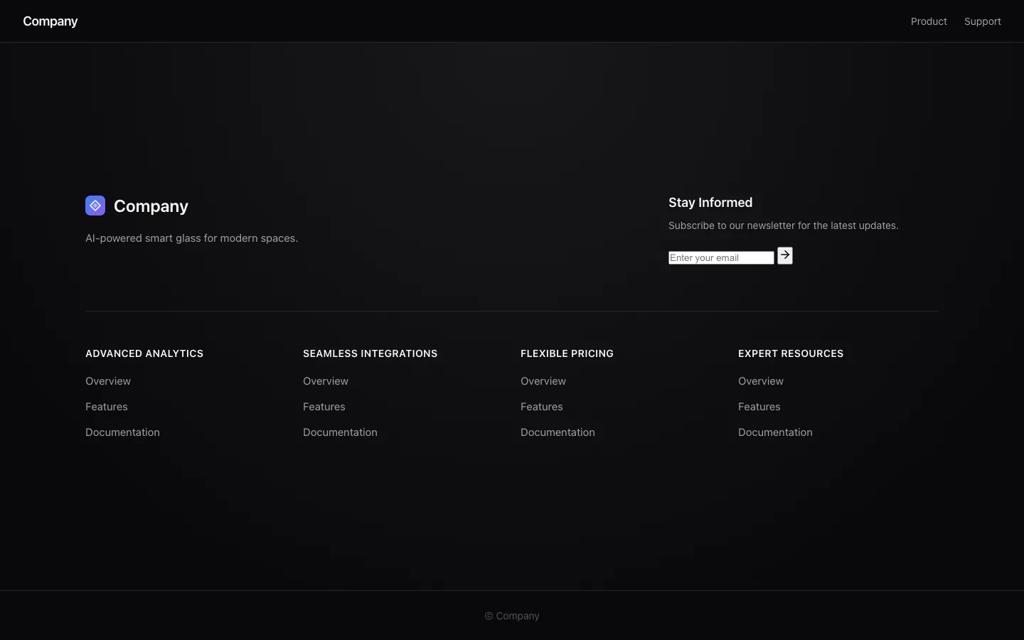 Rendered preview of Footer - Glimpse