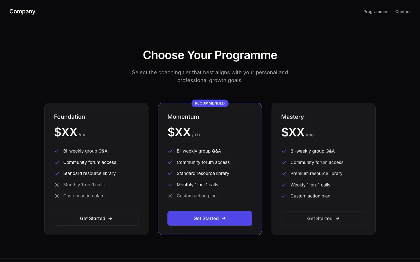 Rendered preview of Pricing 02 Orbit