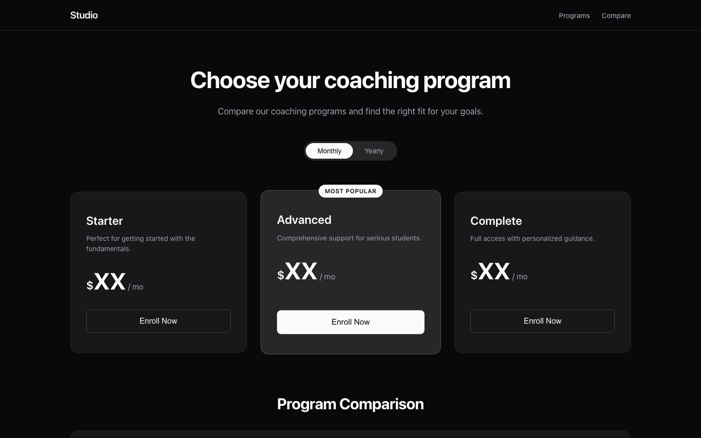 Screenshot of Pricing 03 Orbit