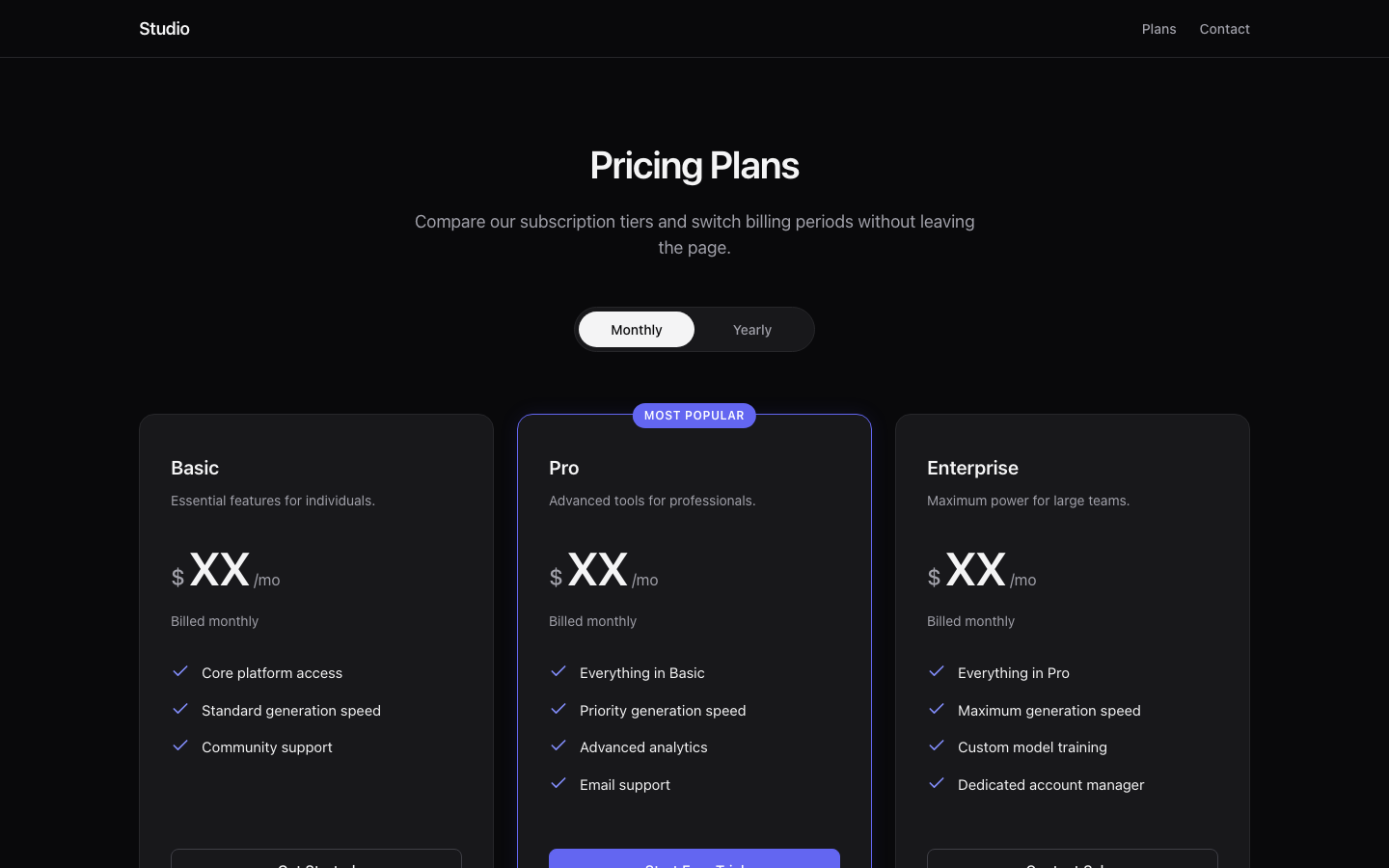 Screenshot of Pricing 04 Velara