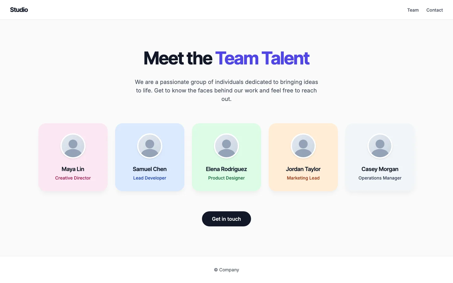 Rendered preview of Team Talent