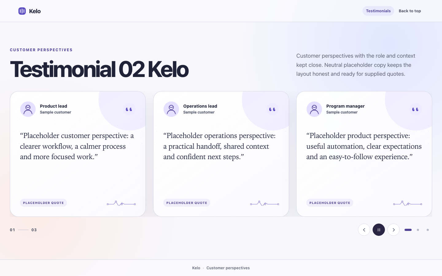 Screenshot of Testimonial 02 Kelo